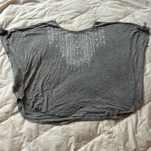 Grey Stretchy Fabric With White Specks